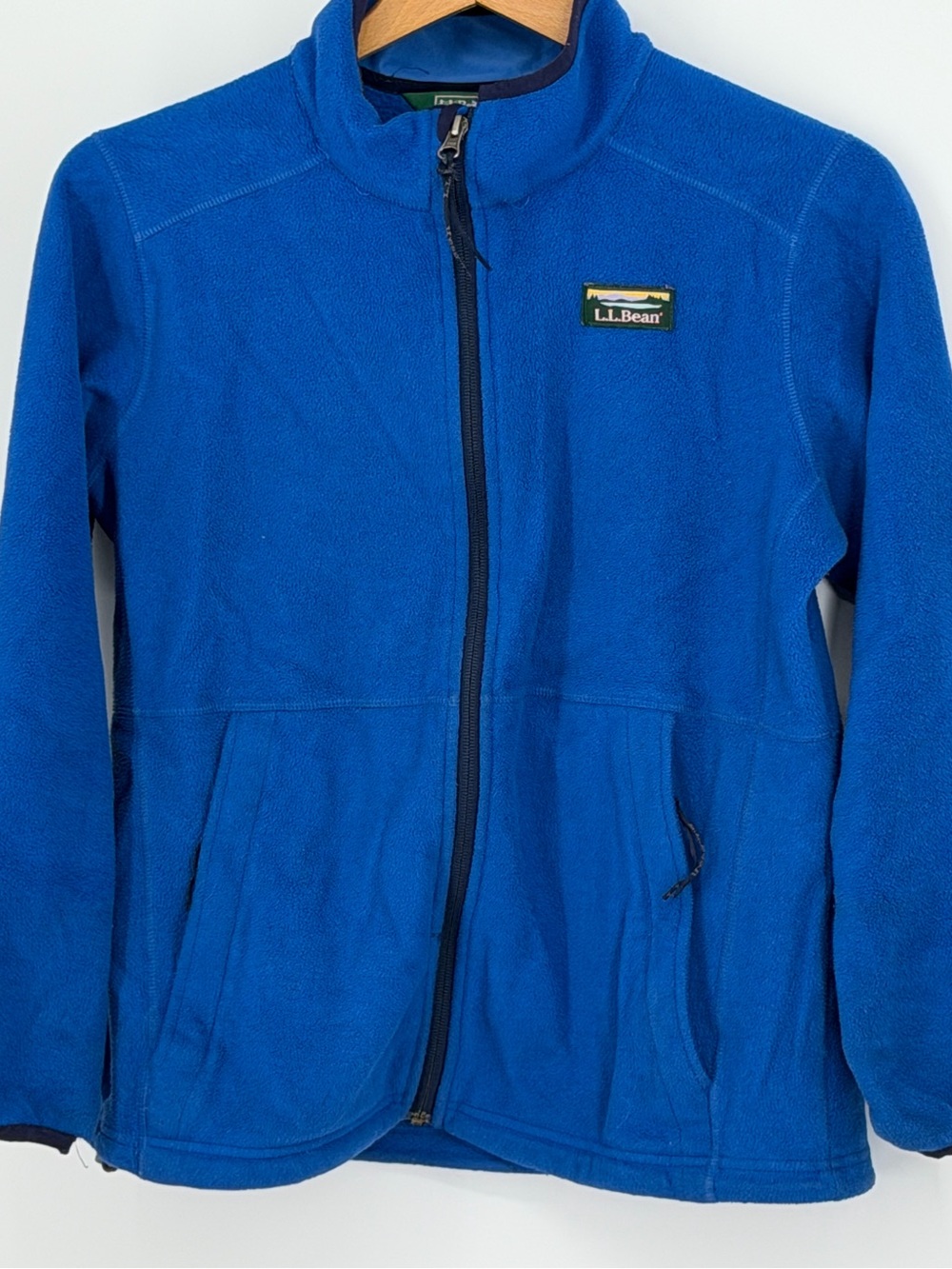 LL Bean Blue Fleece Full Zip Light Medium Weight Jacket Kids Boys Large 14/16